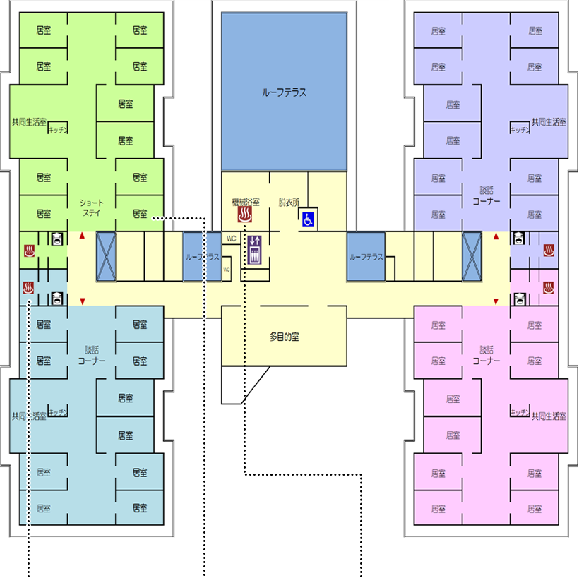 特別養護老人ホームはなみずき　2階の館内図