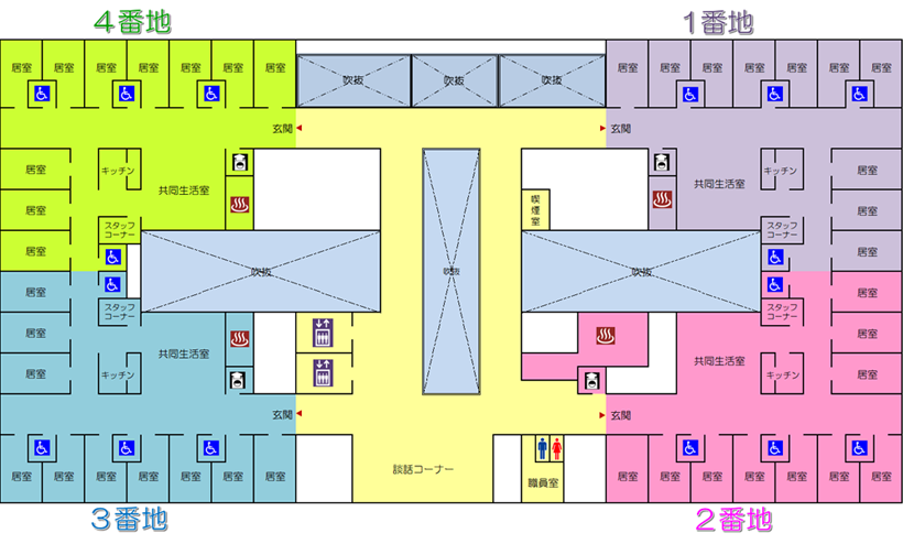 特別養護老人ホーム陽だまり（ひだまり）　3階の館内図