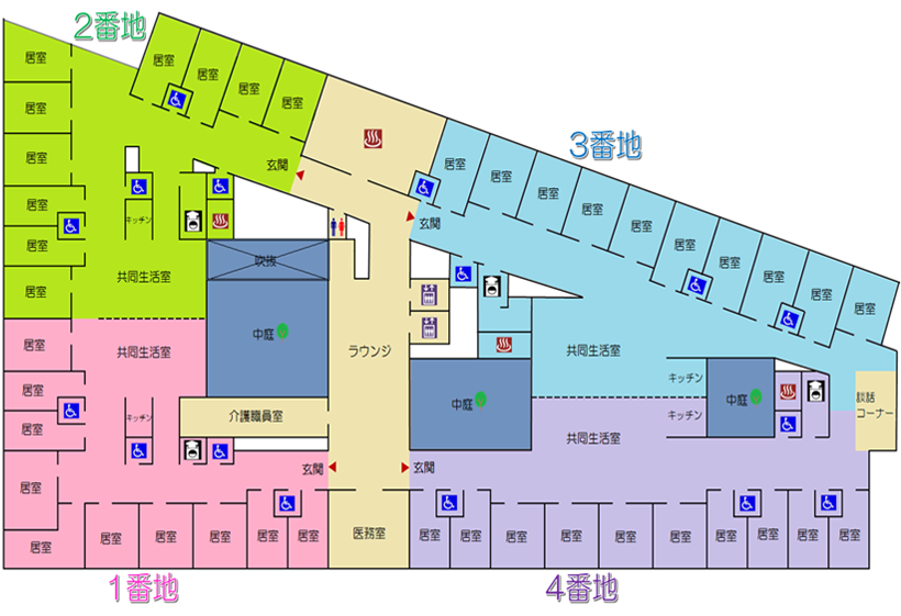 特別養護老人ホーム和心（なごみ）　2階の館内図